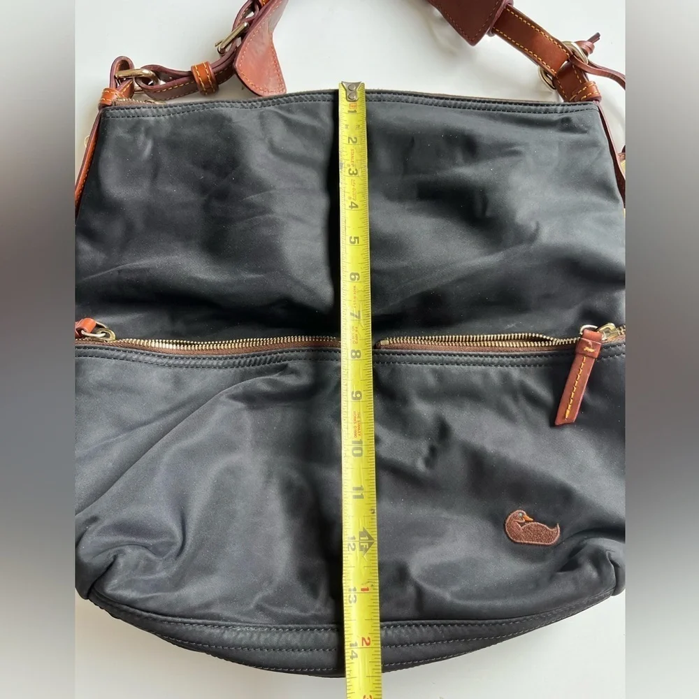 Dooney & Bourke Black Tote with Brown Leather and Gold Tag - Picture 5 of 13